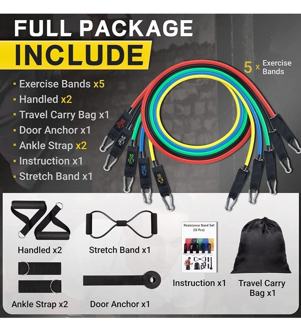 11 Pieces Gym Power Resistance Bands Set for Workout