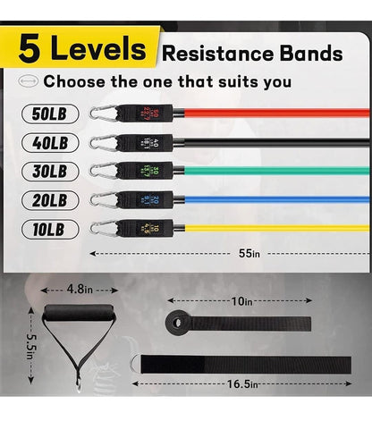 11 Pieces Gym Power Resistance Bands Set for Workout